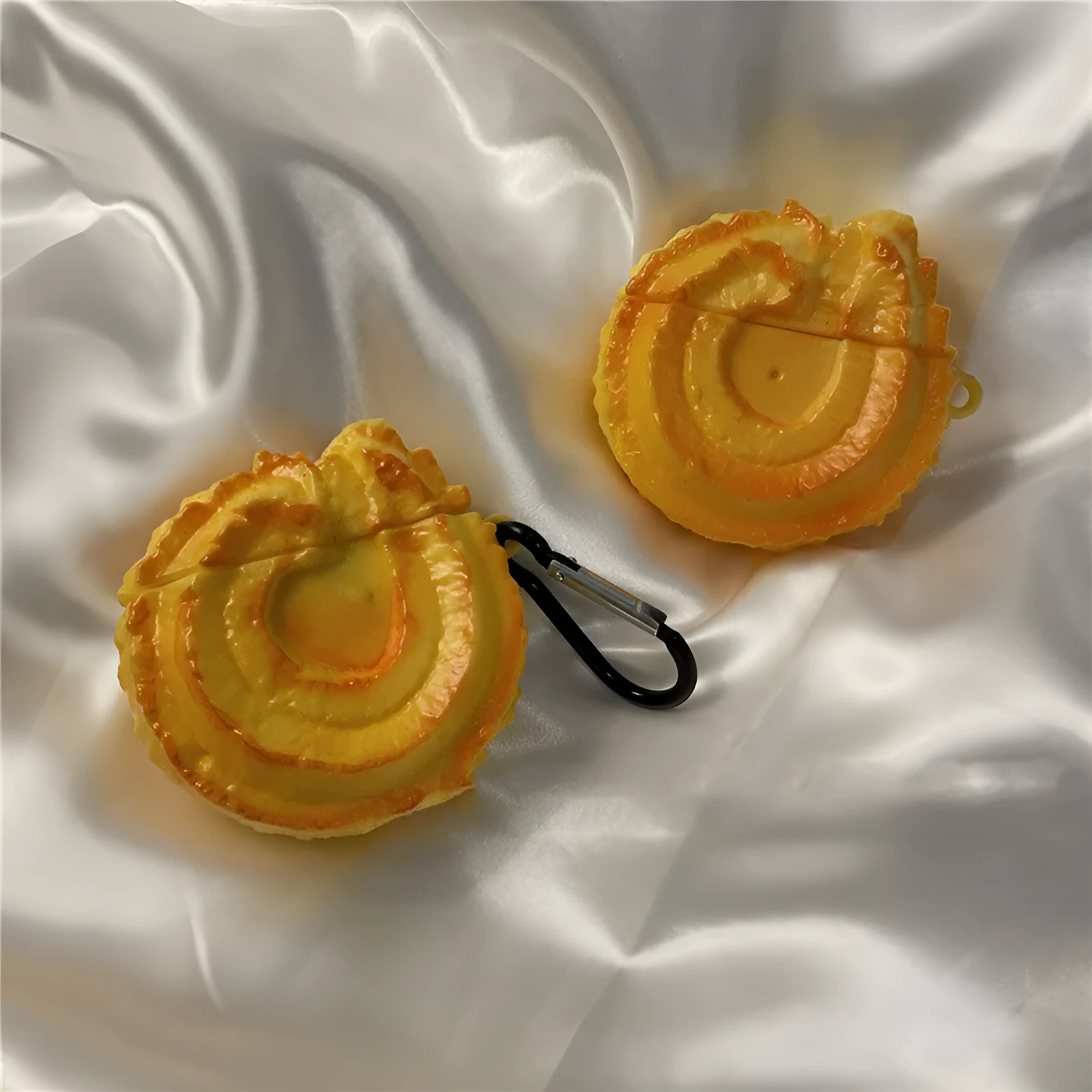Yellow silicone butter cookie shaped protective case for AirPods charging case compatible with multiple models