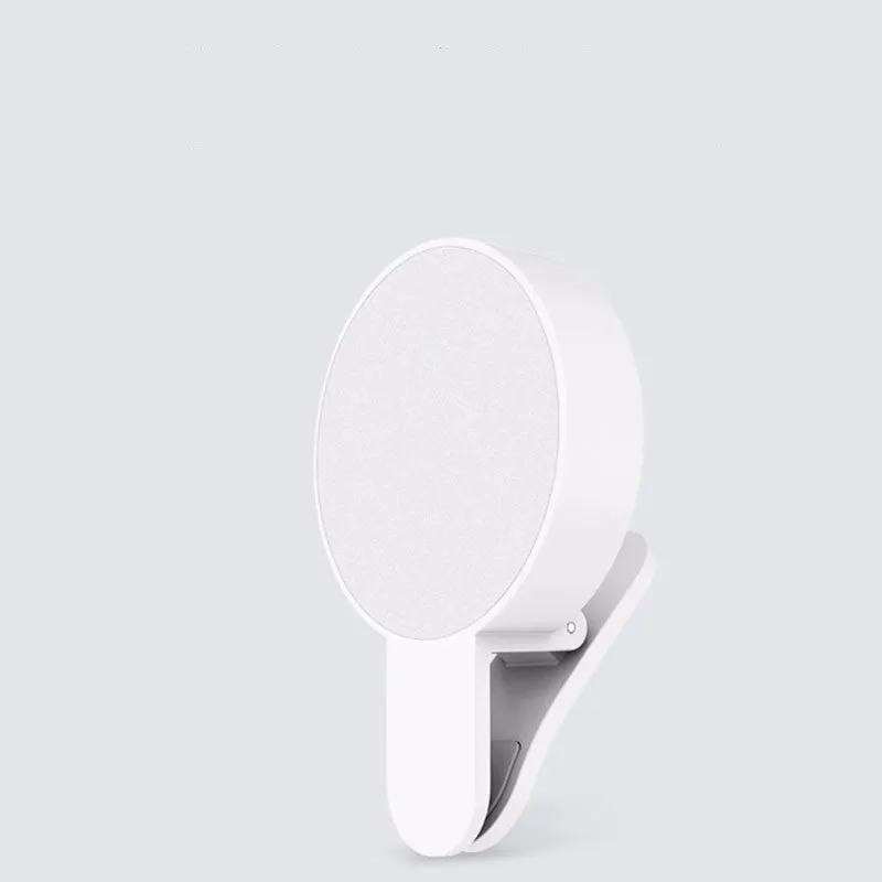 White selfie fill light with LED array and dimming switch for mobile phone photography