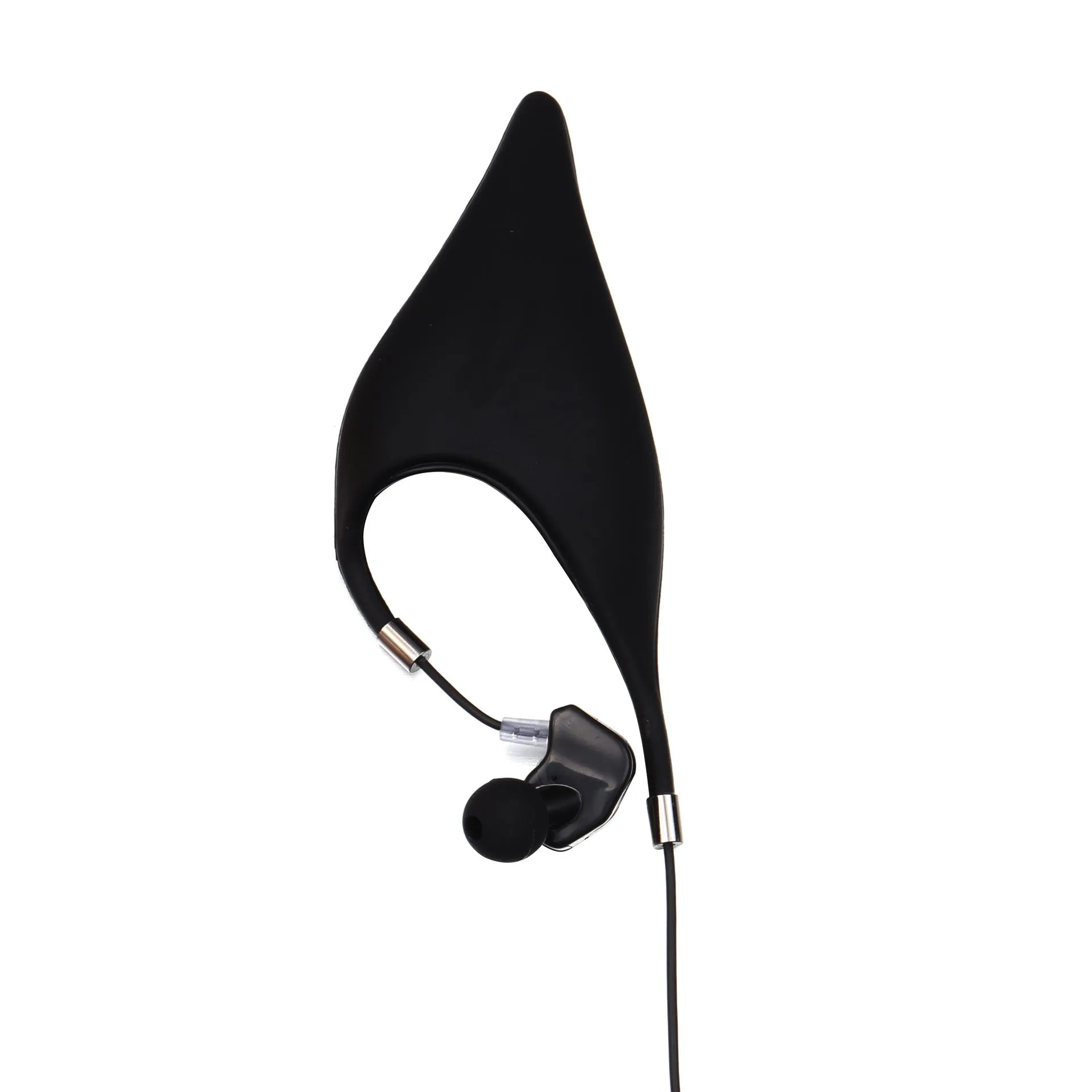 Cartoon elf ear headphones with 3.5mm plug and microphone in black, white and yellow colours