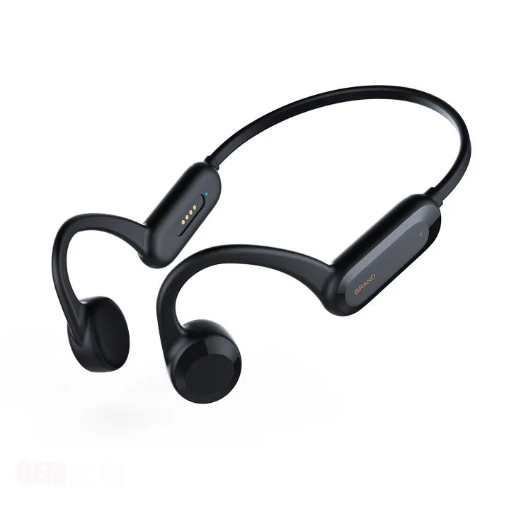 IPX8 bone conduction swimming headset with Bluetooth 5.0 in black, side view