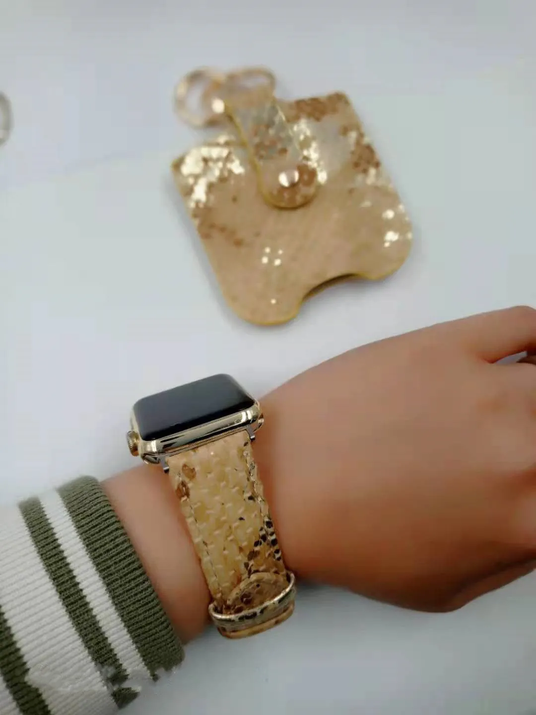 PU leopard print watch strap for Apple Watch 38mm and 42mm case sizes