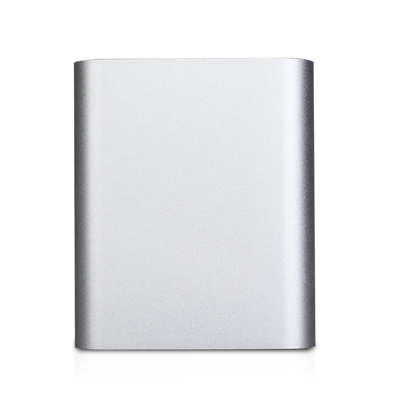 Large-capacity 10400mAh power bank in silver with alloy shell