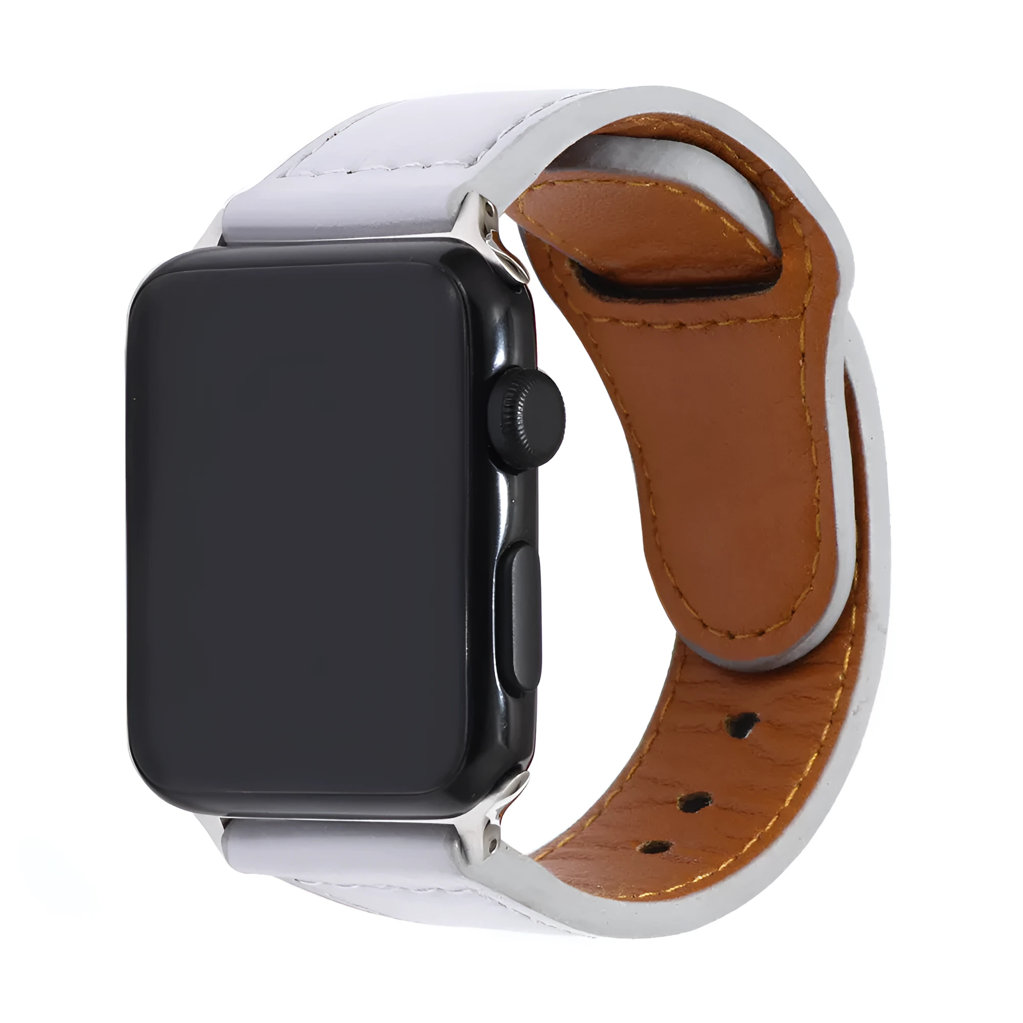 Artificial leather watch strap with geometry pattern in black, brown, pink, and white colour options