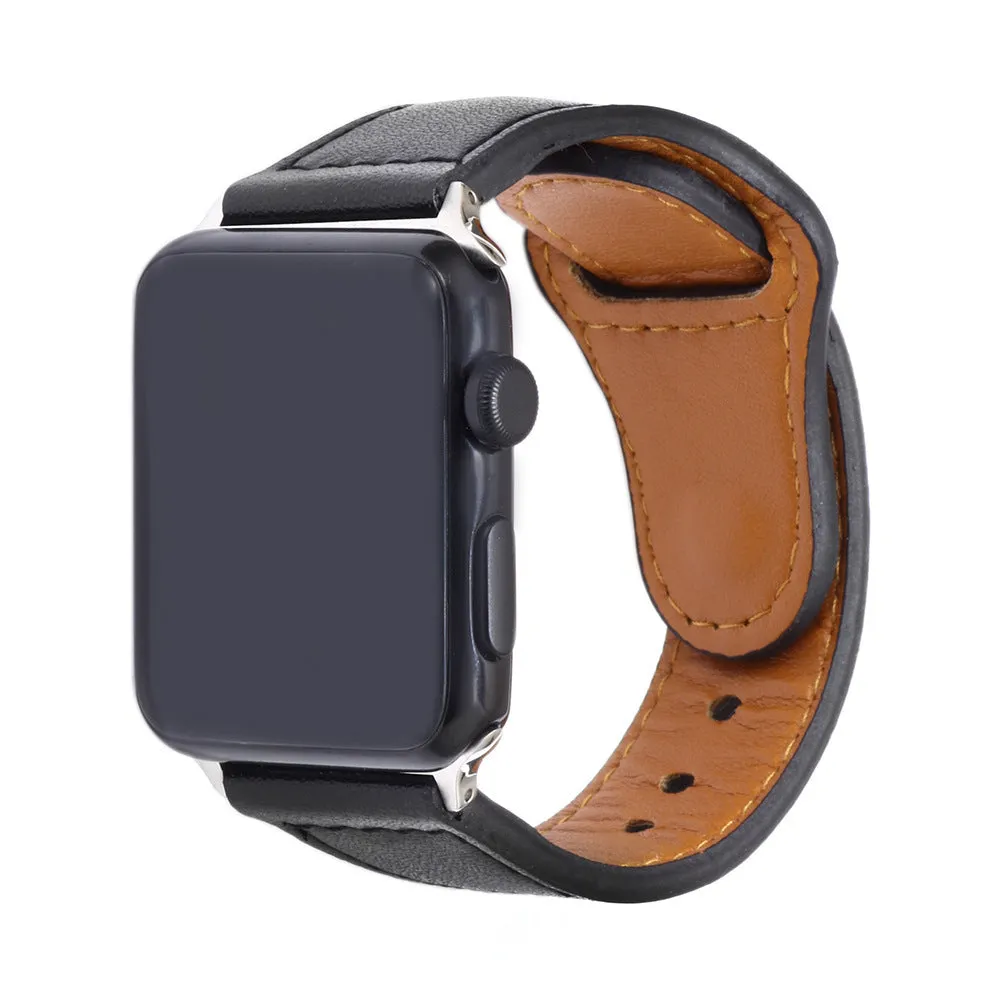 Artificial leather watch strap with geometry pattern in black, brown, pink, and white colour options