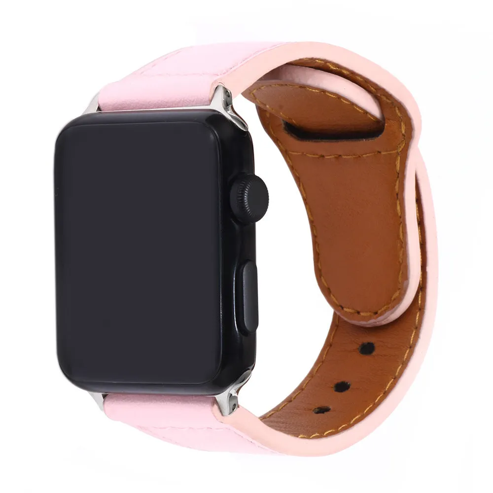 Artificial leather watch strap with geometry pattern in black, brown, pink, and white colour options