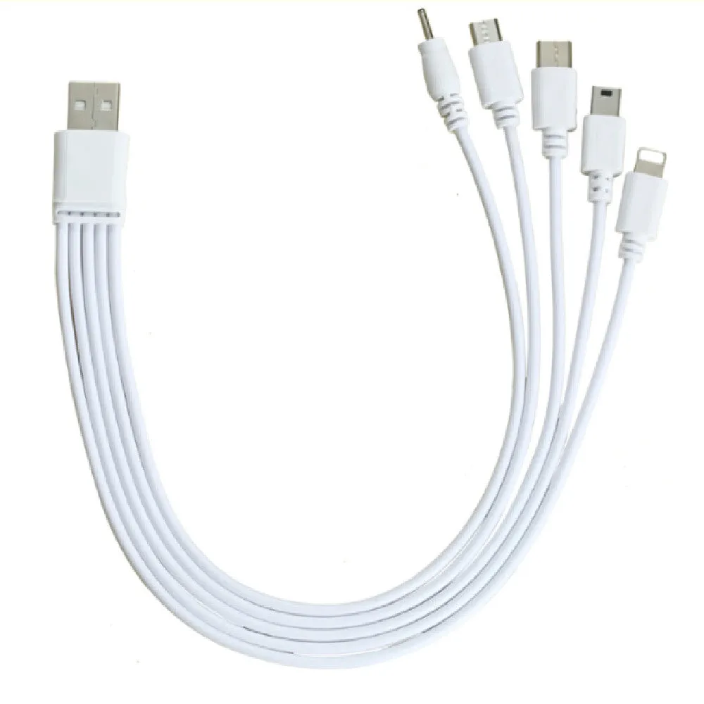 Four-in-one 120cm USB charging cable with Type C, Micro USB, Mini USB, and Nokia 2.0 connectors