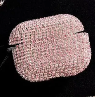 Rhinestone protective sleeve for AirPods Pro 3 in gold with flip-type design and hanging buckle