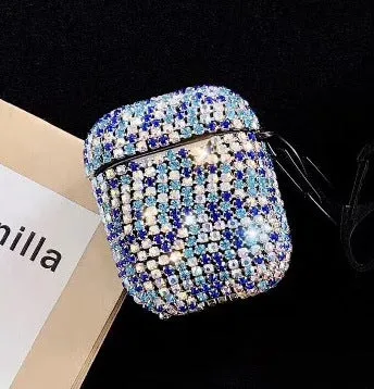 Rhinestone protective sleeve for AirPods Pro 3 in gold with flip-type design and hanging buckle