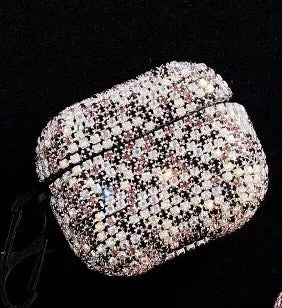 Rhinestone protective sleeve for AirPods Pro 3 in gold with flip-type design and hanging buckle