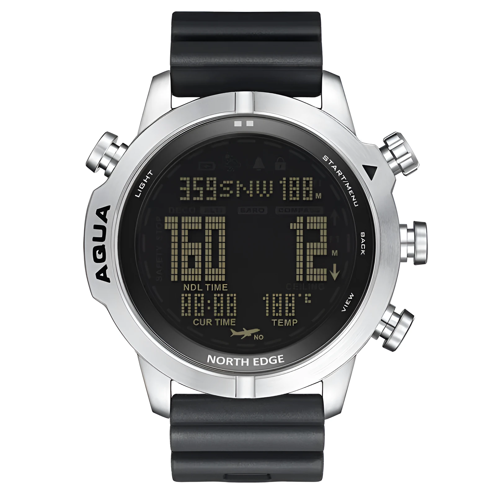 Smart watch for outdoor sports with black or white dial, 1.46-inch tempered glass screen, and 48mm case