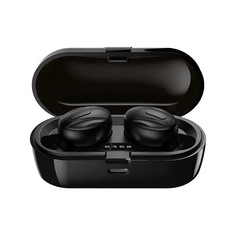 XG13 mini Bluetooth headset in black with charging compartment