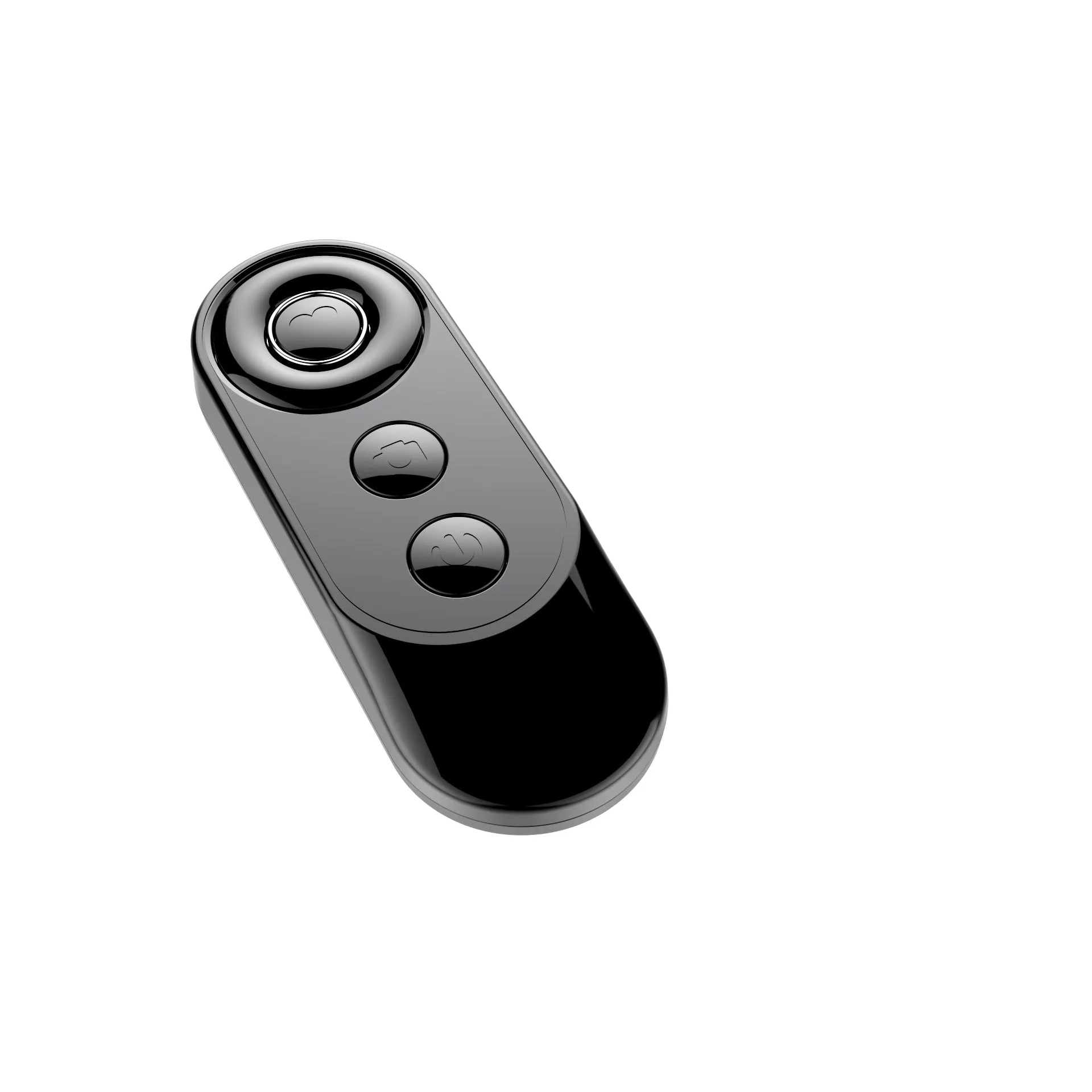 Black ABS Bluetooth remote shutter control for mobile phone camera – 1.5x4.2x9.0cm size – front view