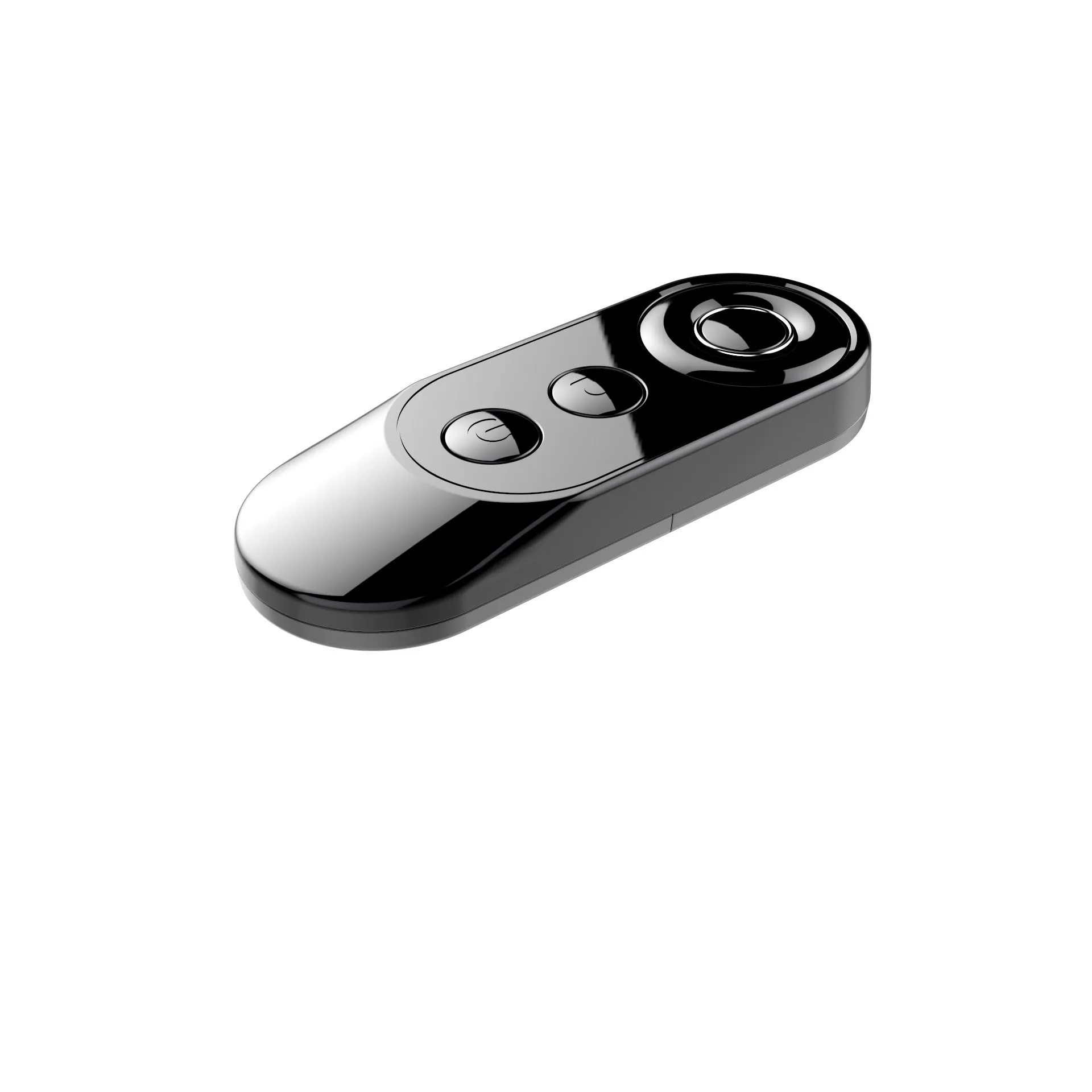 Black ABS Bluetooth remote shutter control for mobile phone camera – 1.5x4.2x9.0cm size – front view