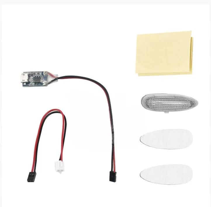 Aviation model LED navigation light unit with shell probe mount and multiple colour LEDs on a PCB board.