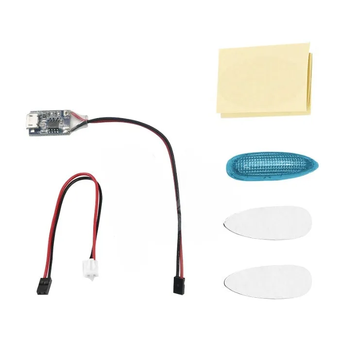 Aviation model LED navigation light unit with shell probe mount and multiple colour LEDs on a PCB board.