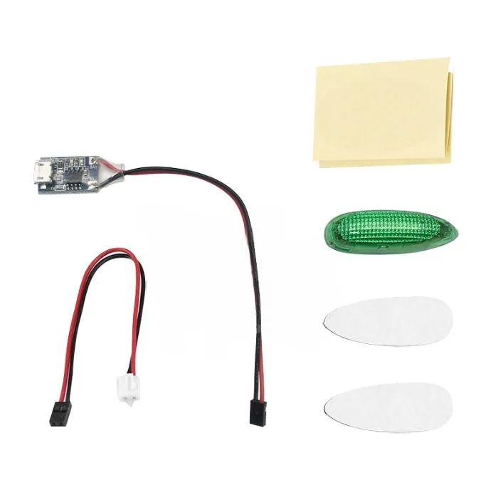 Aviation model LED navigation light unit with shell probe mount and multiple colour LEDs on a PCB board.