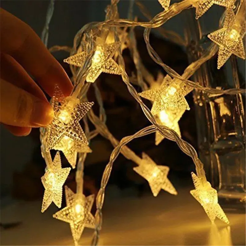 3-metre LED star light string with 20 warm white glass bulbs for outdoor holiday decoration
