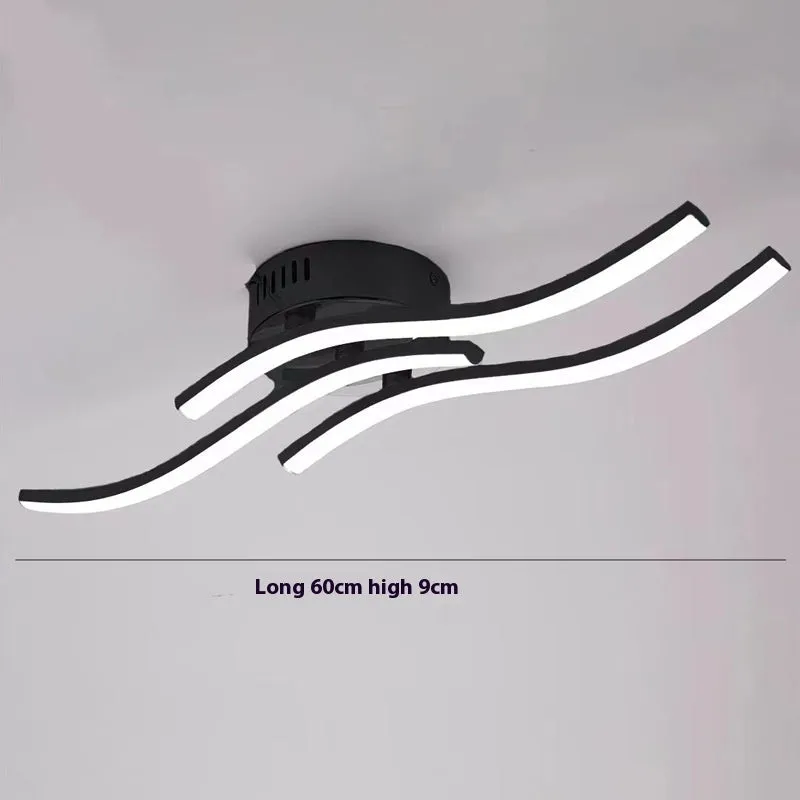 Modern minimalist LED ceiling light with three colour options in black finish for living room or bedroom