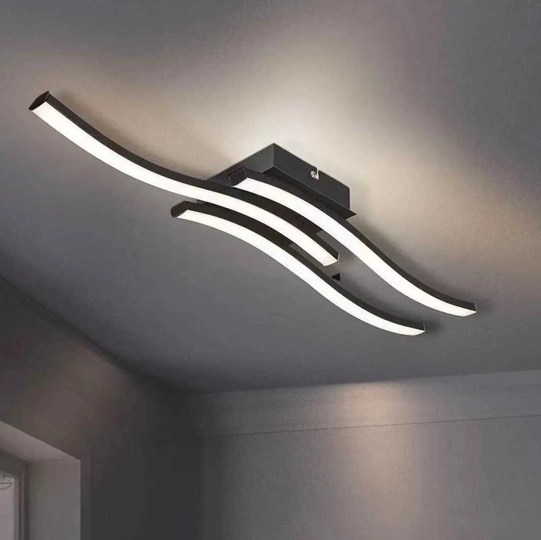Modern minimalist LED ceiling light with three colour options in black finish for living room or bedroom