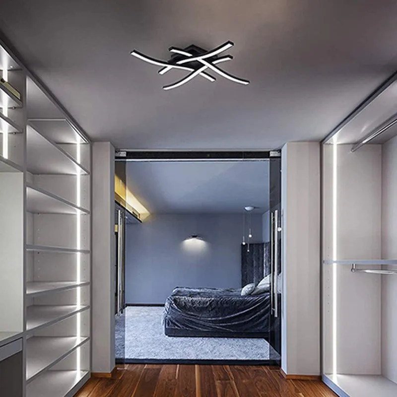Modern minimalist LED ceiling light with three colour options in black finish for living room or bedroom