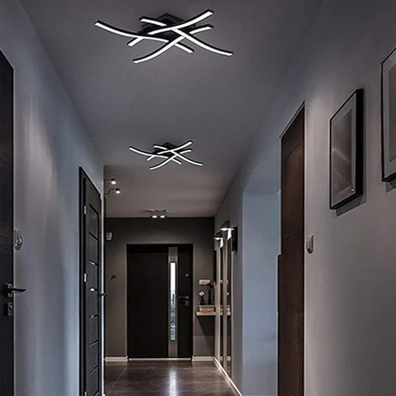 Modern minimalist LED ceiling light with three colour options in black finish for living room or bedroom