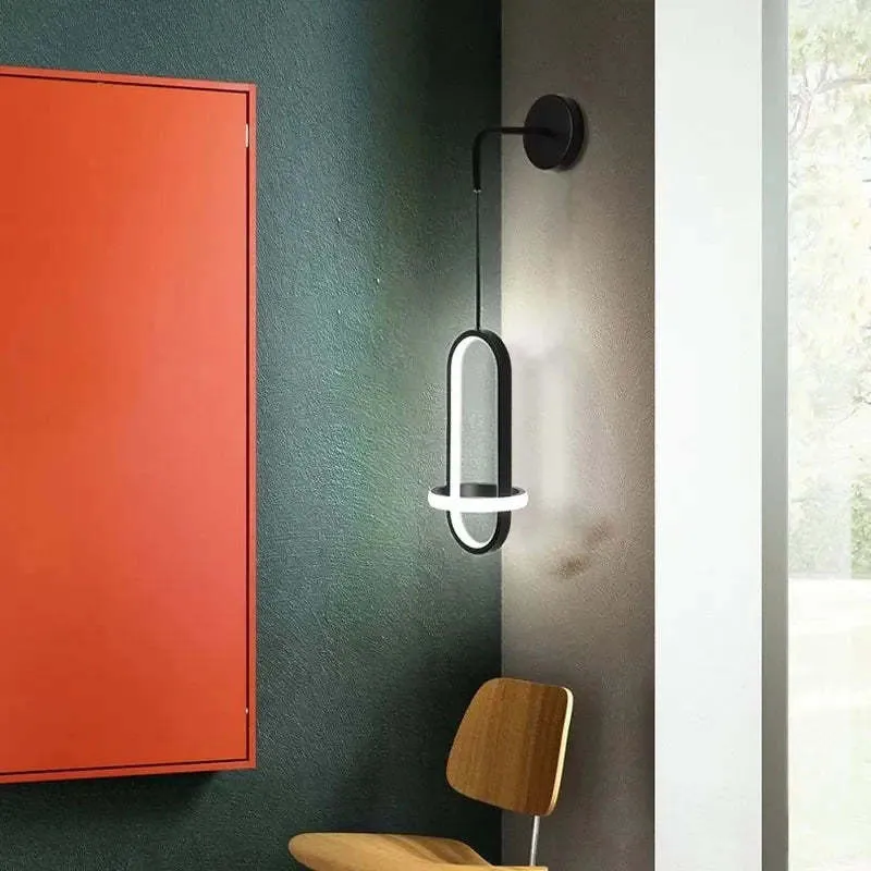 Nordic-style wall-mounted bedside lamp with iron shade in gold or black finish
