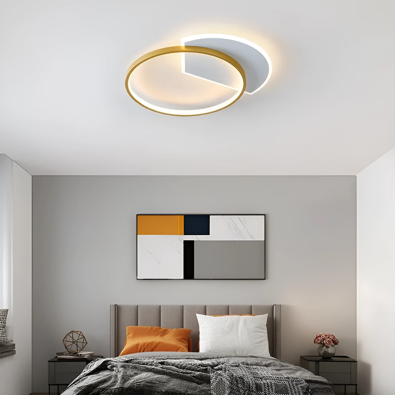 Nordic minimalist ceiling lamp in black and gold colours with 40cm and 50cm diameter options