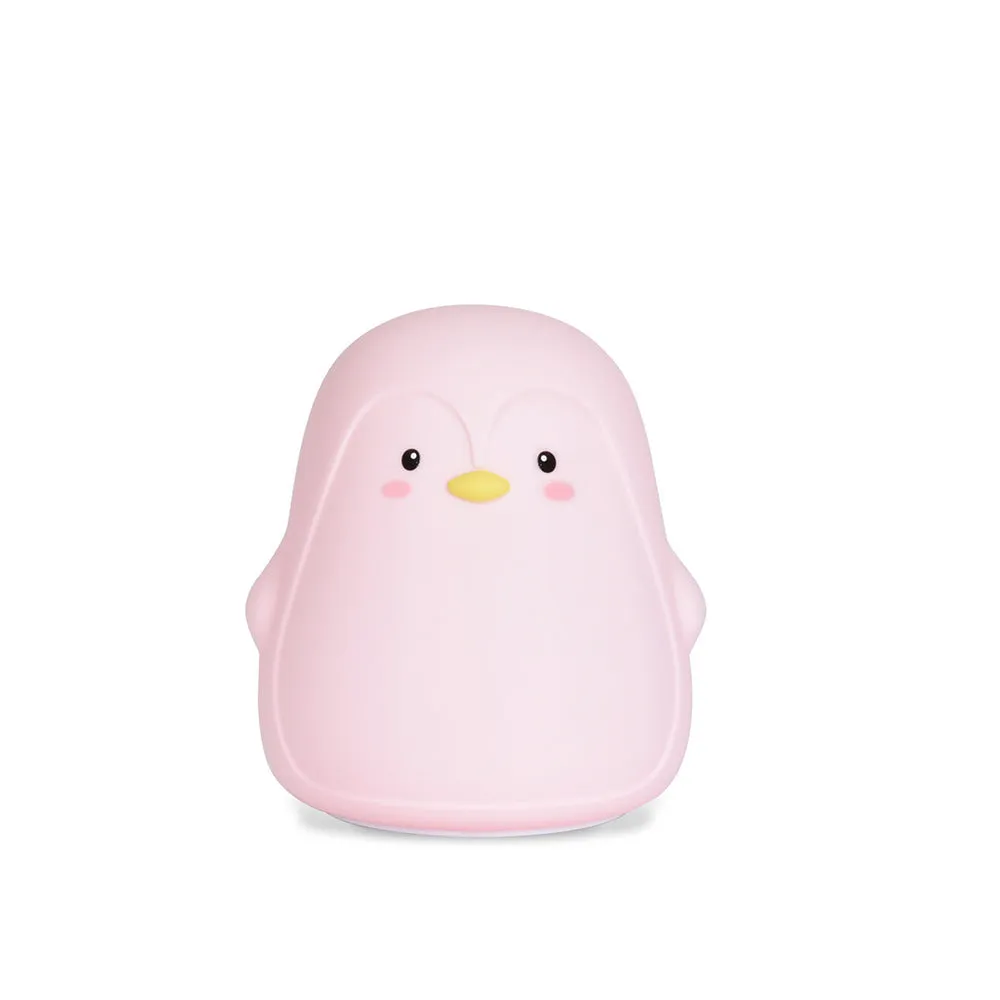 Penguin-shaped USB rechargeable night light with white LED illumination, measuring 118x110x132mm