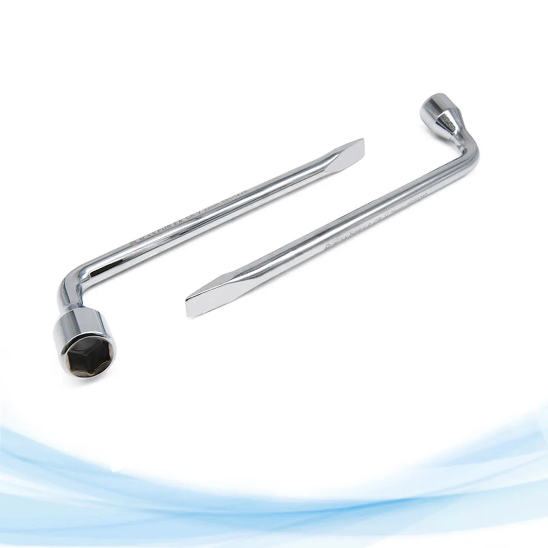 L-shaped single-size 19mm socket wrench tool made from CR-V steel.
