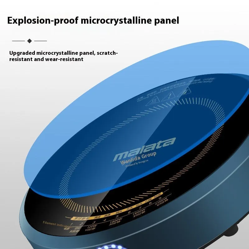 Induction cooker with circular cooking surface and knob control