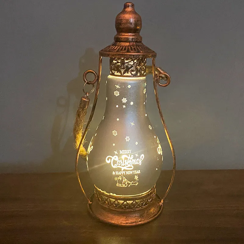 New Chinese style glass LED oil lamp decorative light in red, shown as a hanging ornament.
