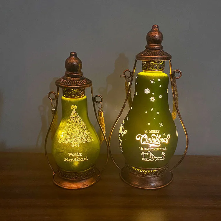 New Chinese style glass LED oil lamp decorative light in red, shown as a hanging ornament.