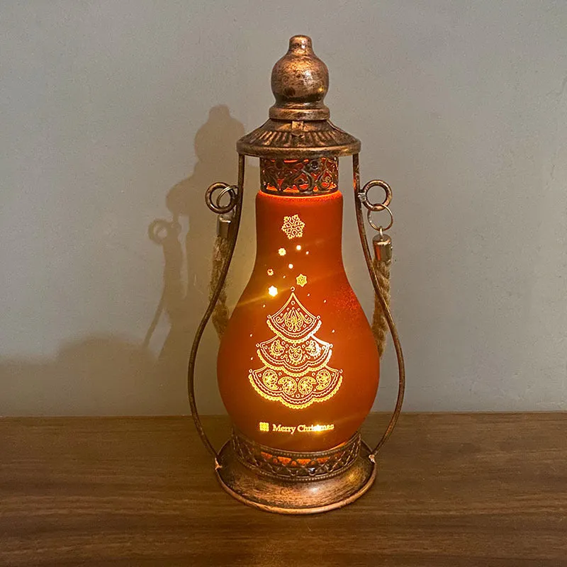 New Chinese style glass LED oil lamp decorative light in red, shown as a hanging ornament.
