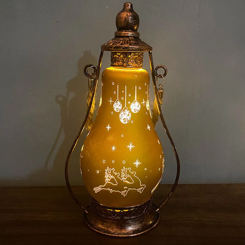 New Chinese style glass LED oil lamp decorative light in red, shown as a hanging ornament.
