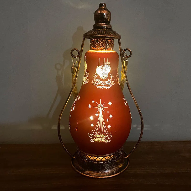 New Chinese style glass LED oil lamp decorative light in red, shown as a hanging ornament.
