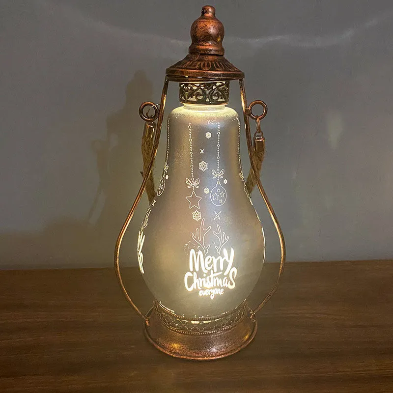 New Chinese style glass LED oil lamp decorative light in red, shown as a hanging ornament.