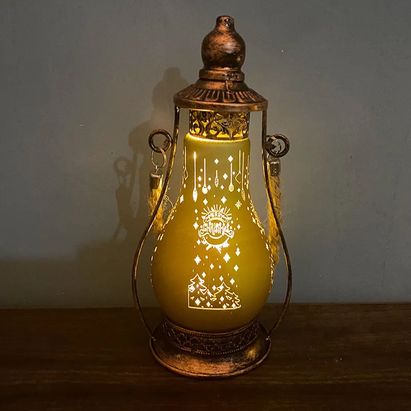 New Chinese style glass LED oil lamp decorative light in red, shown as a hanging ornament.