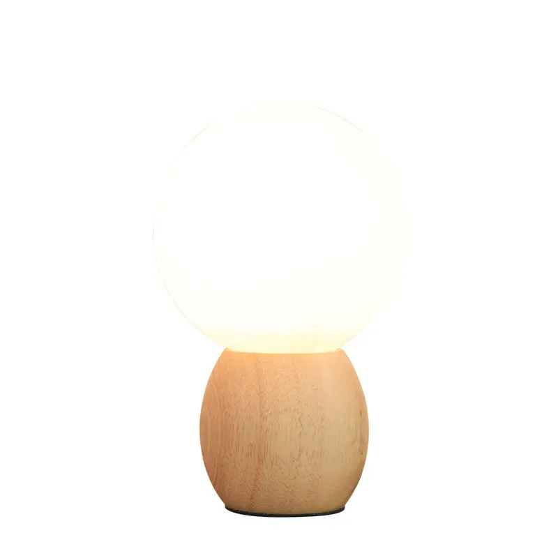 Nordic style glass ball table lamp with spherical shade and push button switch