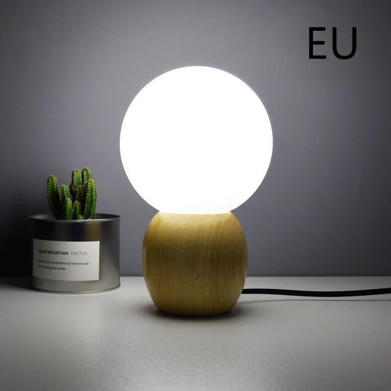 Nordic style glass ball table lamp with spherical shade and push button switch