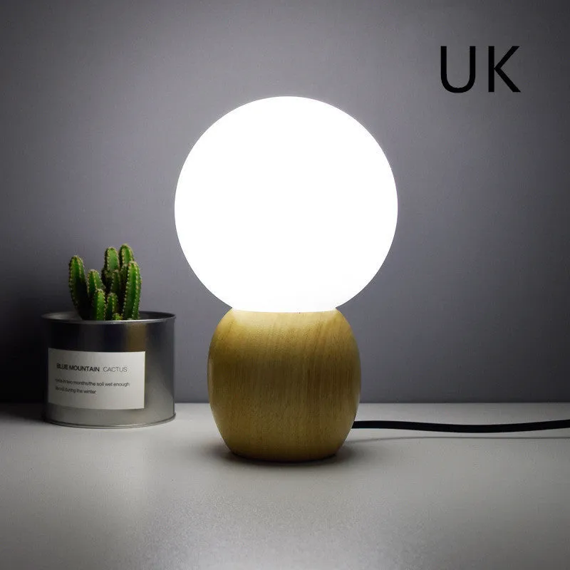 Nordic style glass ball table lamp with spherical shade and push button switch