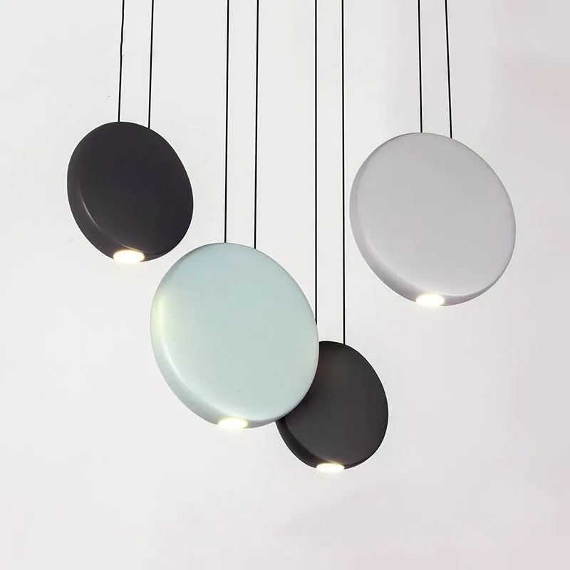 Round crystal-style resin ceiling chandelier with adjustable height, shown illuminated.