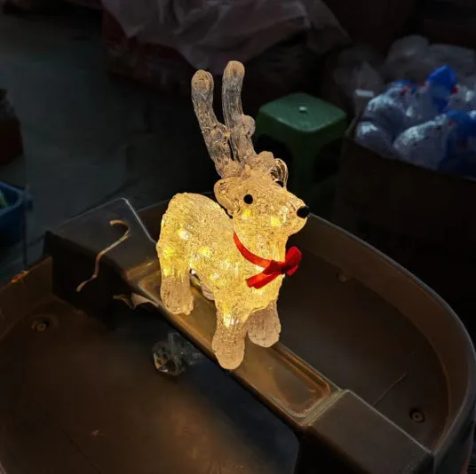 Acrylic 3D deer lamp with warm light, epoxy finish, for outdoor Christmas decoration