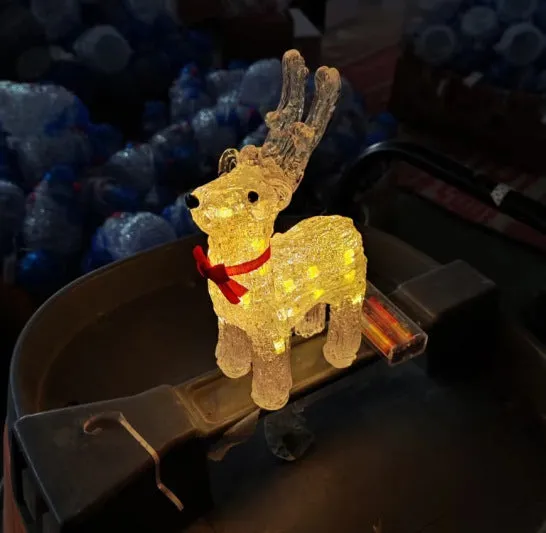 Acrylic 3D deer lamp with warm light, epoxy finish, for outdoor Christmas decoration