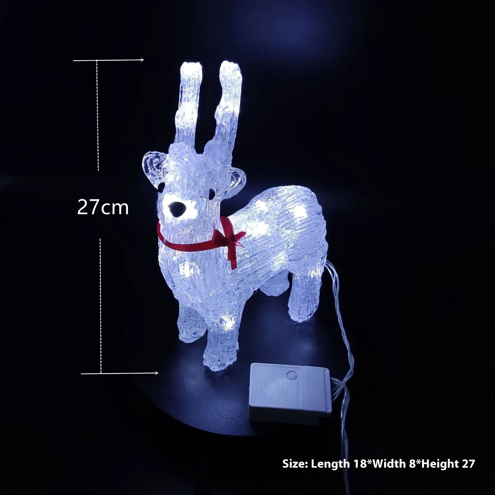 Acrylic 3D deer lamp with warm light, epoxy finish, for outdoor Christmas decoration