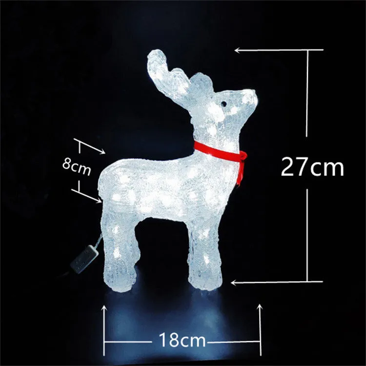 Acrylic 3D deer lamp with warm light, epoxy finish, for outdoor Christmas decoration
