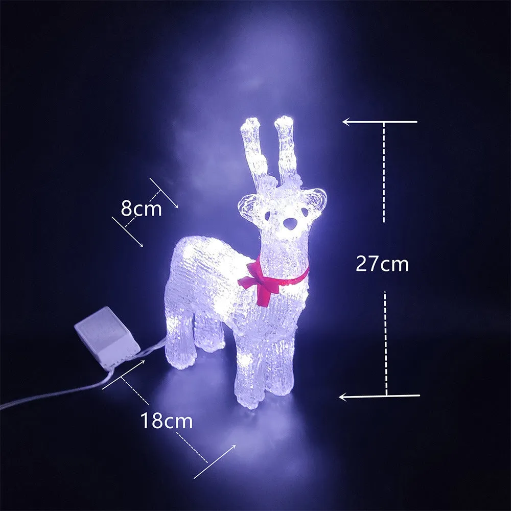 Acrylic 3D deer lamp with warm light, epoxy finish, for outdoor Christmas decoration