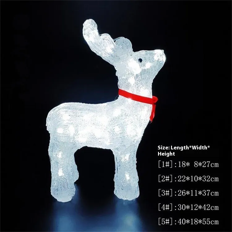 Acrylic 3D deer lamp with warm light, epoxy finish, for outdoor Christmas decoration