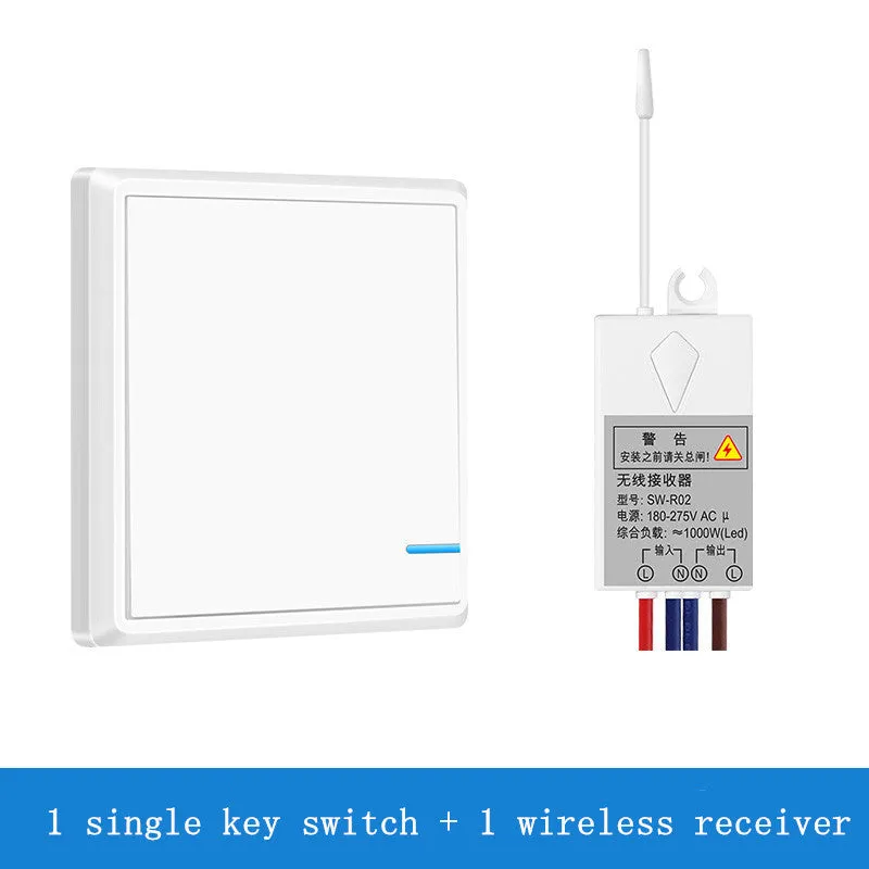 White wireless remote control switch panel with standard UK 86x86mm size and waterproof IP66 rating for bathroom installation