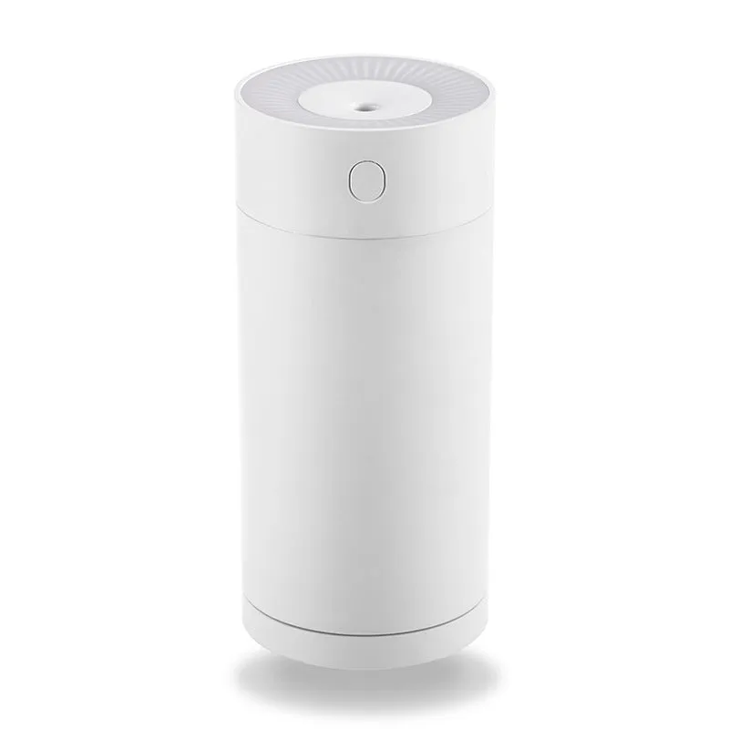 White USB desktop humidifier with folding bracket extended, showing compact 70x70mm base and 156mm height