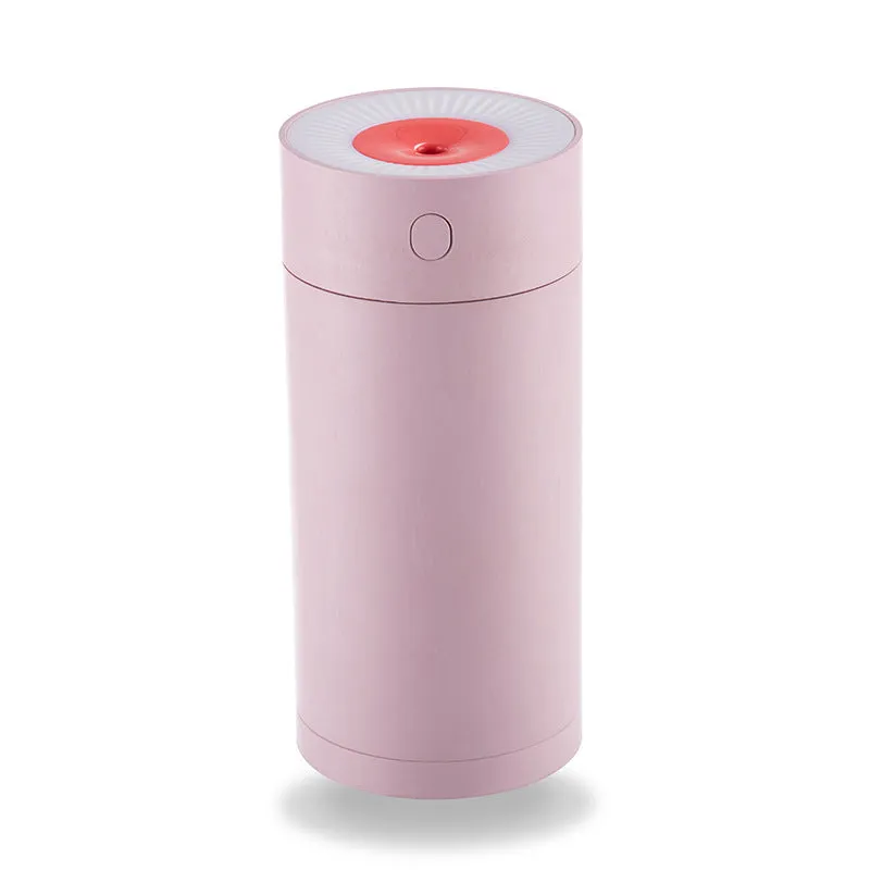 White USB desktop humidifier with folding bracket extended, showing compact 70x70mm base and 156mm height